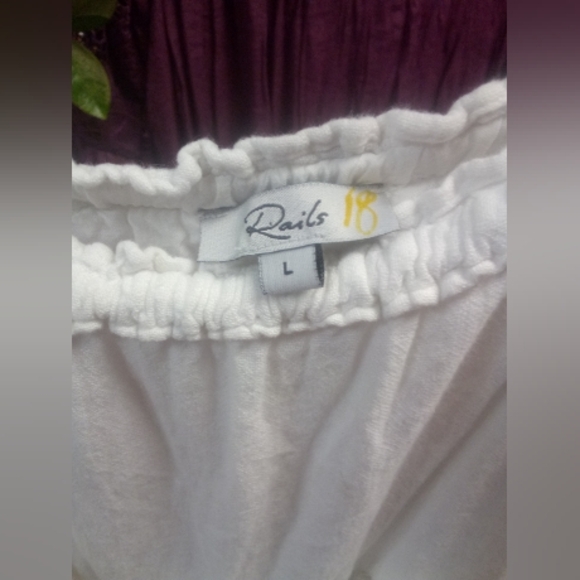 RAILS•Caralyn White Tie Strap Sleeveless Ruffle Tiered Mini Dress•LARGE - Picture 9 of 16